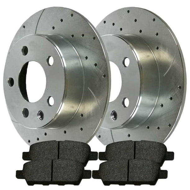 REAR DRILLED AND SLOTTED PLATED BRAKE ROTORS For Altima Juke Maxima Sentra